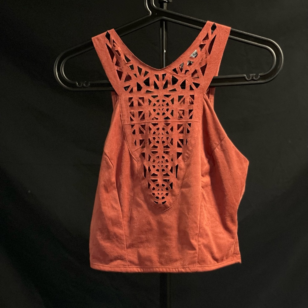 Burnt Orange Crop Top With Super cute front design
